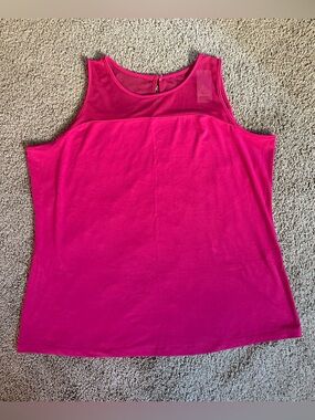 Lane Bryant Hot Pink Mesh Yoke Sleeveless Tank.